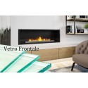 Vetro frontale 151 cm x 10 cm + 2 staffe color argento - vetro per biocamini